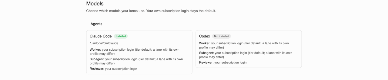 Settings → Models with the Model profiles toggle off